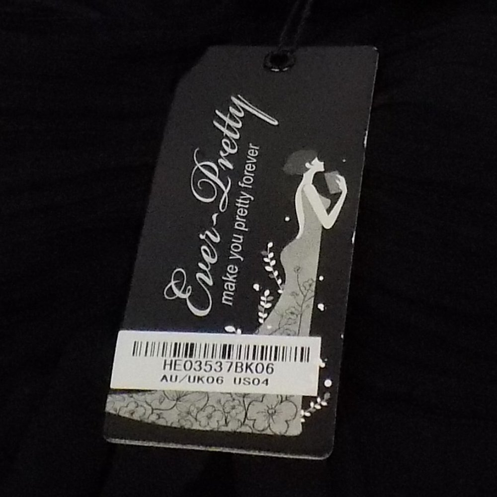 Ever Pretty Black Pleated Bodice One Shoulder Dress Size 4 NWT - Picture 12 of 12